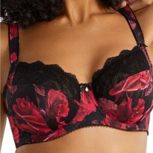 Fantasie Luna Floral Black and Red Lace Bra